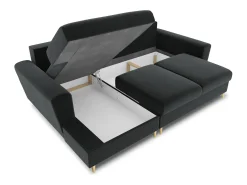- Sofá convertível de canto esquerdo com caixa de arrumação "Kyoto" 4 lugares em veludo cinza escuro - 241x145x88cm*Cosmopolitan Design Hot