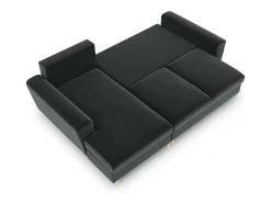 - Sofá convertível de canto esquerdo com caixa de arrumação "Kyoto" 4 lugares em veludo cinza escuro - 241x145x88cm*Cosmopolitan Design Hot