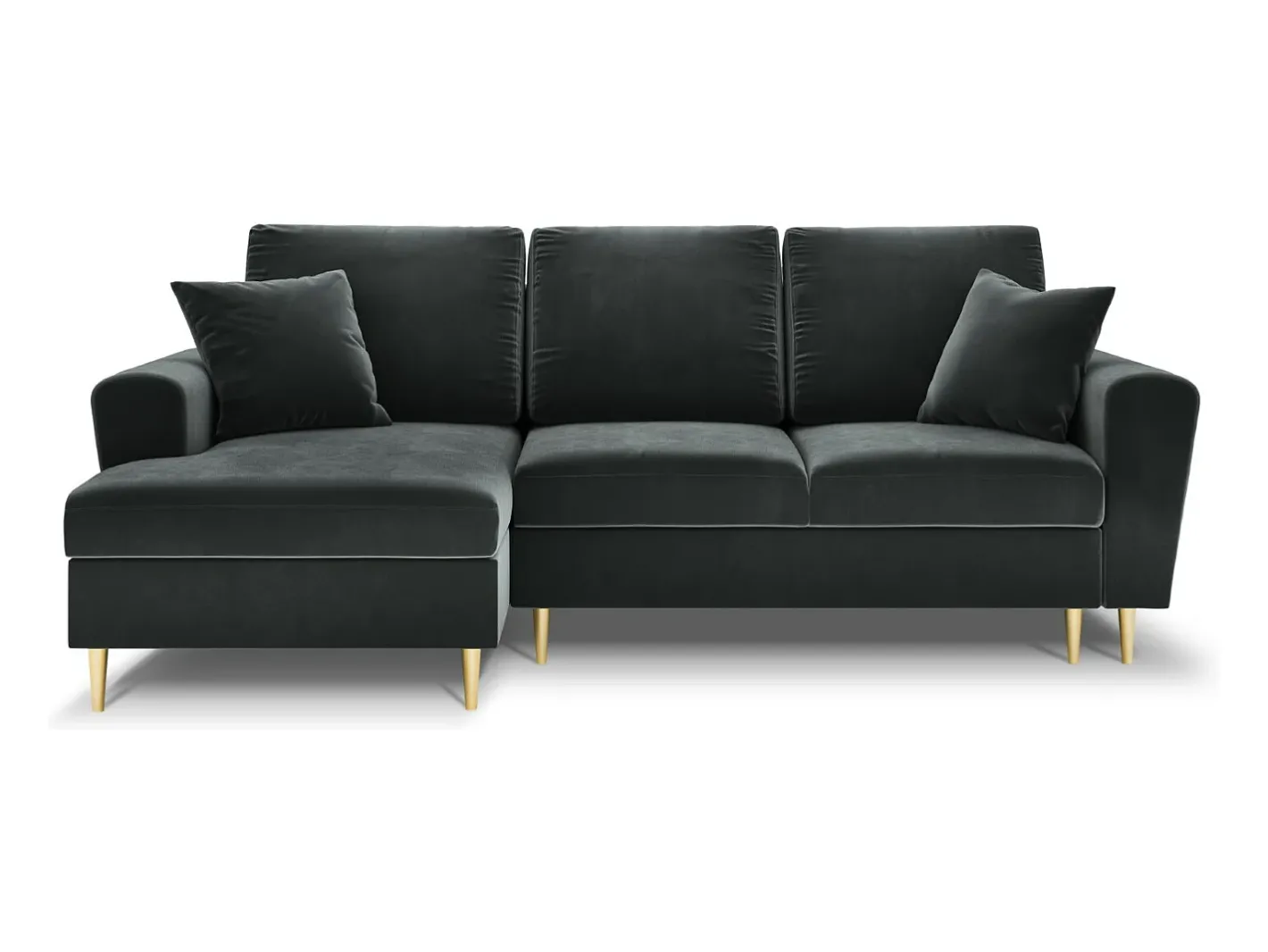 - Sofá convertível de canto esquerdo com caixa de arrumação "Kyoto" 4 lugares em veludo cinza escuro - 241x145x88cm*Cosmopolitan Design Hot