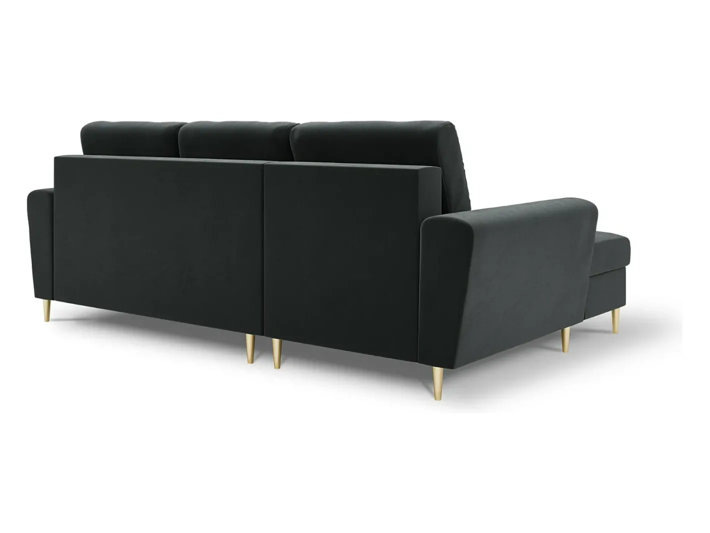 - Sofá convertível de canto esquerdo com caixa de arrumação "Kyoto" 4 lugares em veludo cinza escuro - 241x145x88cm*Cosmopolitan Design Hot