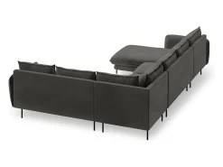 - Sofá de canto direito panorâmico "Vienna" 7 lugares em veludo cinza escuro - 330x235x95cm*Cosmopolitan Design Clearance