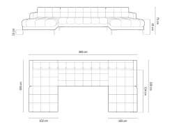 - Sofá panorâmico "Bali" 7 lugares em tecido estrutural - 383x185x75cm*Cosmopolitan Design