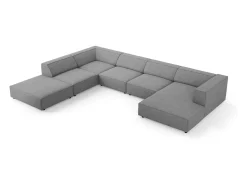 - Sofá de canto panorâmico à esquerda "Arendal" 7 lugares em tecido chenille com efeito canelado cinza escuro - 364x262x70cm*Cosmopolitan Design Hot