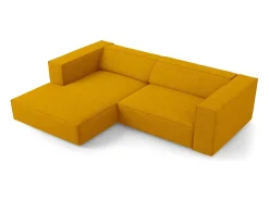 - Sofá de canto esquerdo "Arendal" 3 lugares em tecido chenille com efeito canelado mostarda - 224x166x70cm*Cosmopolitan Design Clearance