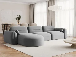 - Sofá modular de canto esquerdo "Sydney" 4 lugares em veludo cinza claro - 320x165x70cm^Cosmopolitan Design Clearance