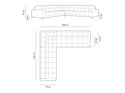 - Sofá de canto simétrico "Bali" 6 lugares em veludo cinza claro - 256x256x75cm*Cosmopolitan Design Outlet