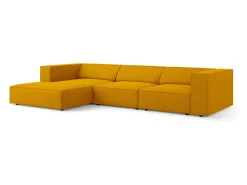 Cosmopolitan Design Sofá*- Sofá de canto esquerdo "Arendal" 4 lugares em tecido chenille com efeito canelado mostarda - 284x166x70cm Amarelo mostarda
