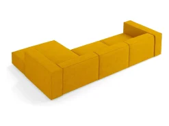 - Sofá de canto direito "Arendal" 4 lugares em tecido chenille com efeito canelado mostarda - 284x166x70cm*Cosmopolitan Design Online