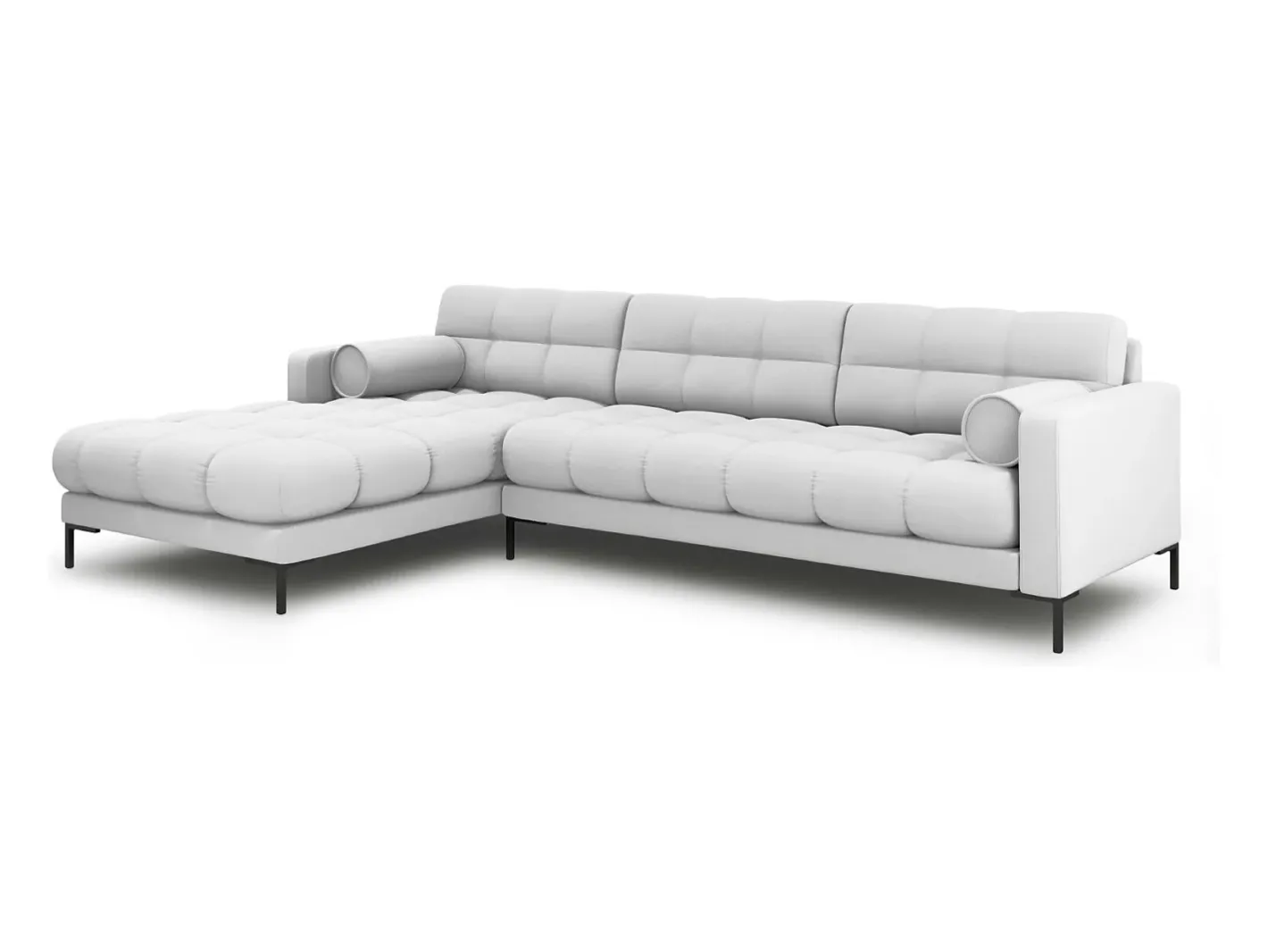 - Sofá de canto esquerdo "Bali" 5 lugares em tecido estrutural cinza claro - 293x185x75cm^Cosmopolitan Design Discount