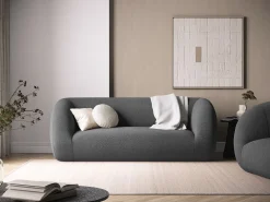 - Sofá "Essen" 2 lugares em tecido bouclé cinza escuro - 210x95x86cm^Cosmopolitan Design Online