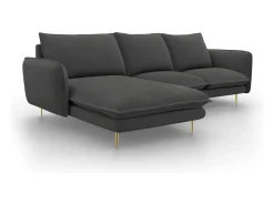 - Sofá de canto esquerdo "Vienna" 5 lugares em tecido estrutural cinza escuro - 255x170x95cm*Cosmopolitan Design New