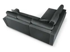 - Sofá convertível de canto esquerdo com caixa de arrumação "Kyoto" 5 lugares em veludo cinza escuro - 243x194x88cm^Cosmopolitan Design Discount