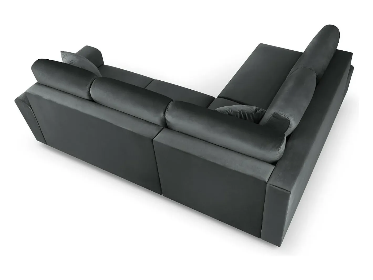 - Sofá convertível de canto esquerdo com caixa de arrumação "Kyoto" 5 lugares em veludo cinza escuro - 243x194x88cm^Cosmopolitan Design Discount