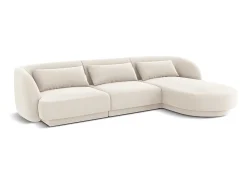 Sale - Sofá de canto direito "Tulum" 4 lugares em veludo claro - 255x156x70cm Sofá