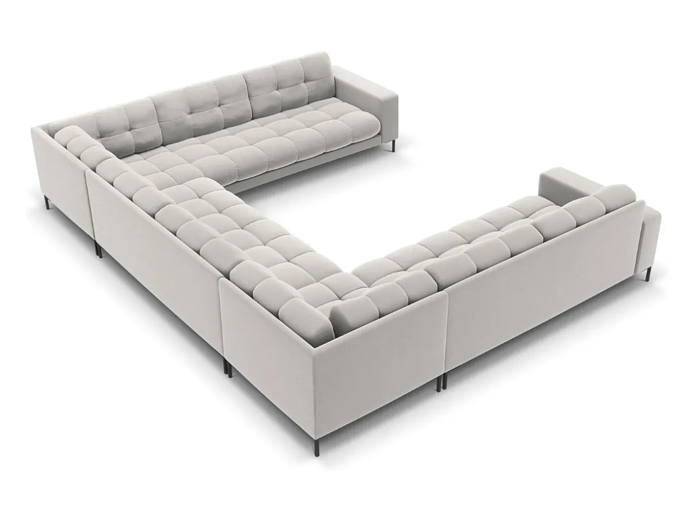 - Sofá panorâmico "Bali" 9 lugares em veludo prata - 327x256x75cm*Cosmopolitan Design Sale