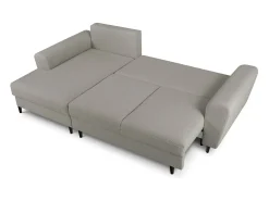 - Sofá convertível de canto esquerdo com caixa de arrumação "Kyoto" 4 lugares em tecido bouclé cinza - 241x145x88cm*Cosmopolitan Design Discount