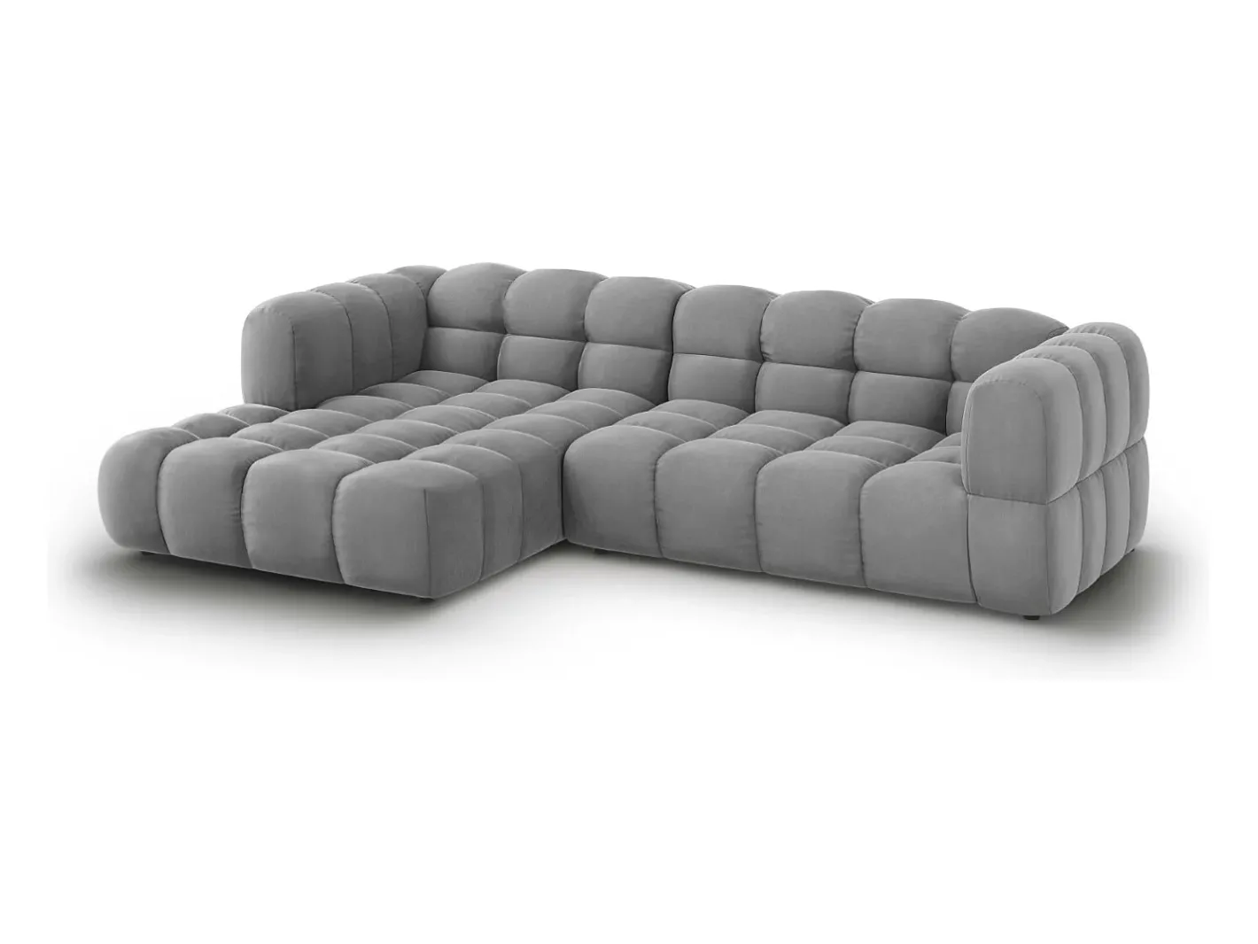 - Sofá modular de canto esquerdo "Sky" 4 lugares em veludo cinza claro - 272x162x75cm^Cosmopolitan Design Online