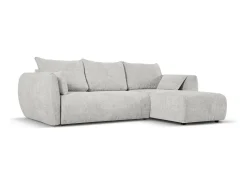 - Sofá convertível de canto direito com caixa de arrumação "Matera" 4 lugares em tecido chenille cinza claro - 253x173x86cm^Cosmopolitan Design Hot