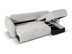 - Sofá convertível de canto direito com caixa de arrumação "Matera" 4 lugares em tecido chenille cinza claro - 253x173x86cm^Cosmopolitan Design Hot