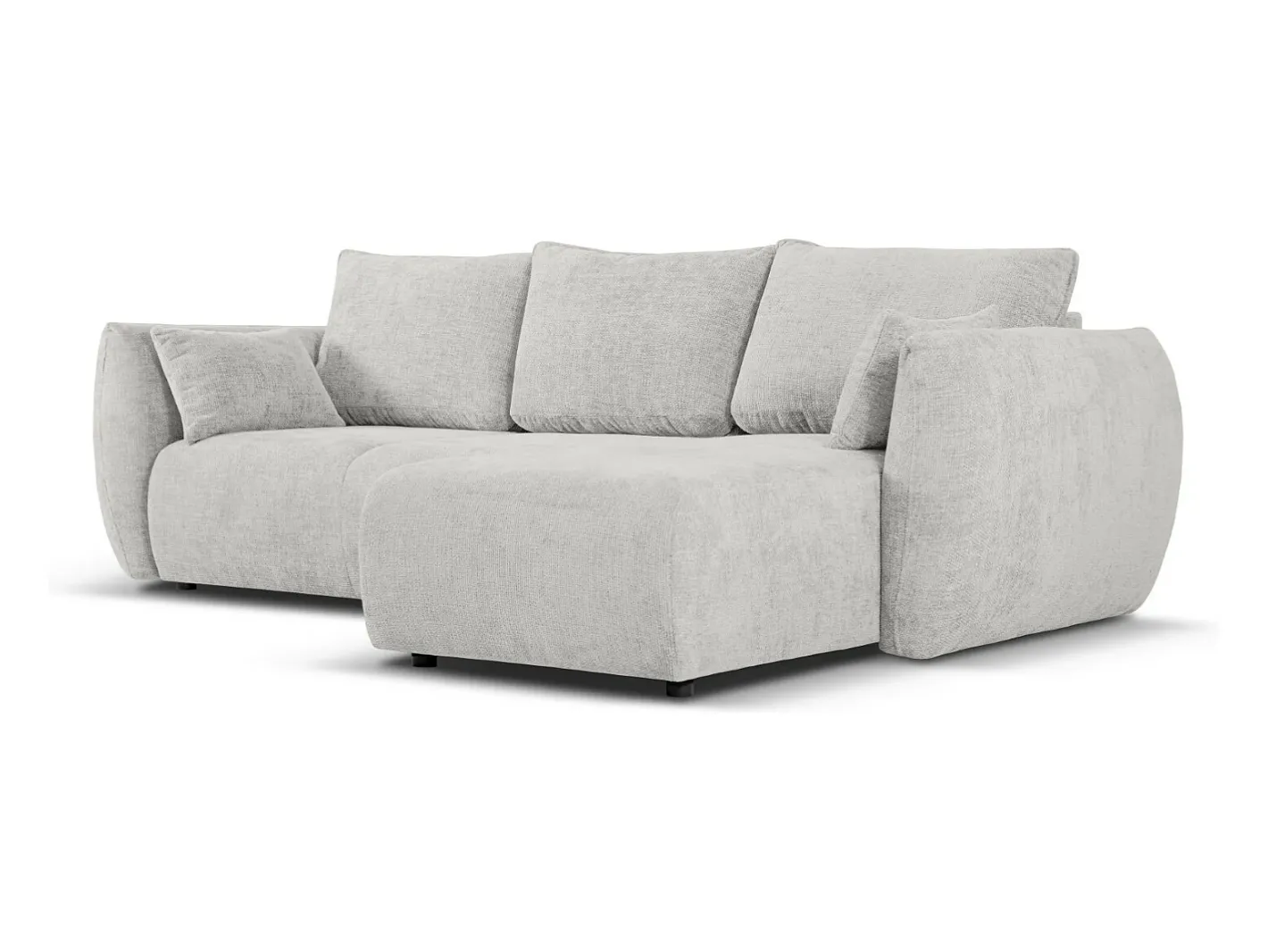 - Sofá convertível de canto direito com caixa de arrumação "Matera" 4 lugares em tecido chenille cinza claro - 253x173x86cm^Cosmopolitan Design Hot