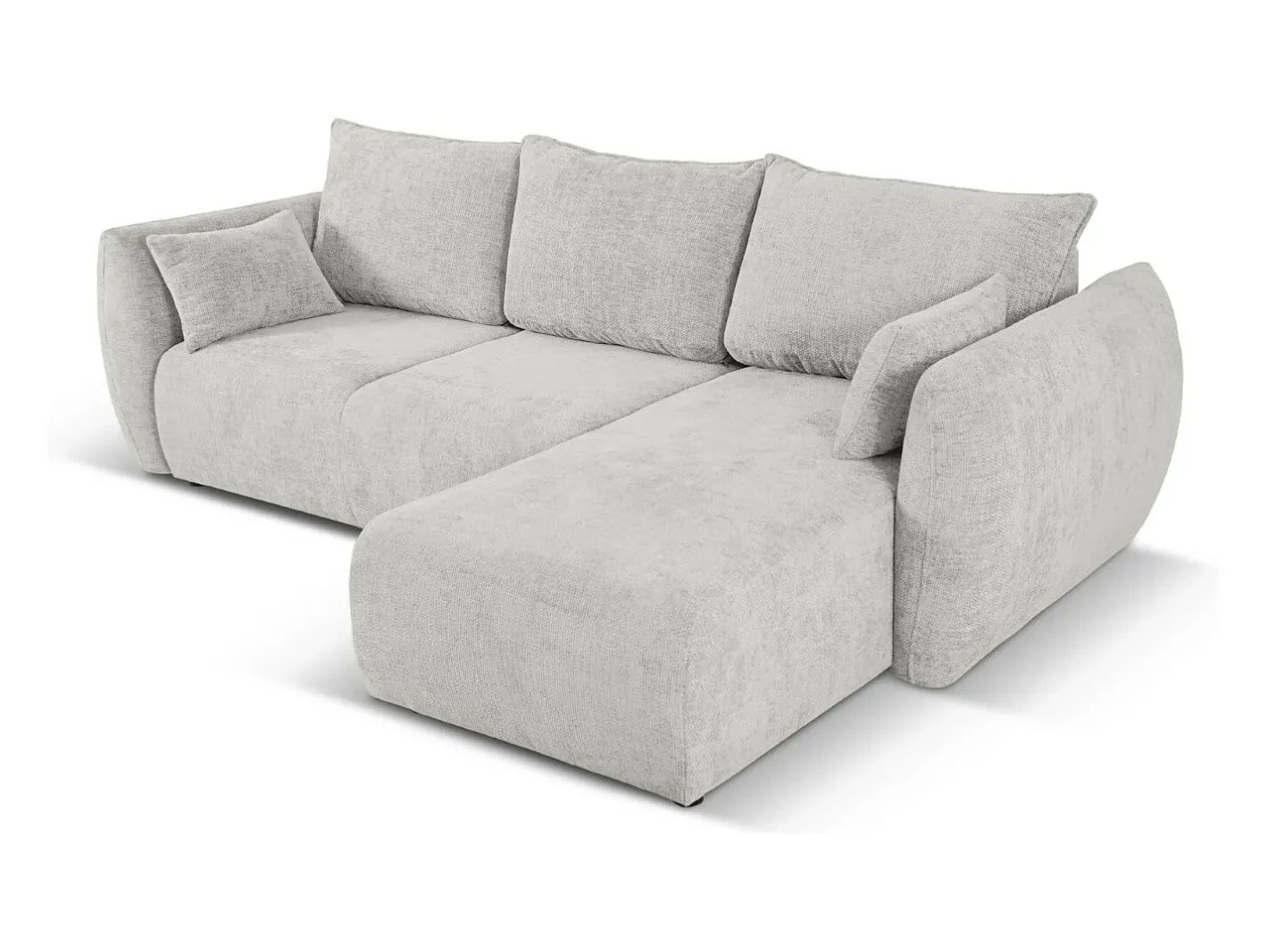 - Sofá convertível de canto direito com caixa de arrumação "Matera" 4 lugares em tecido chenille cinza claro - 253x173x86cm^Cosmopolitan Design Hot