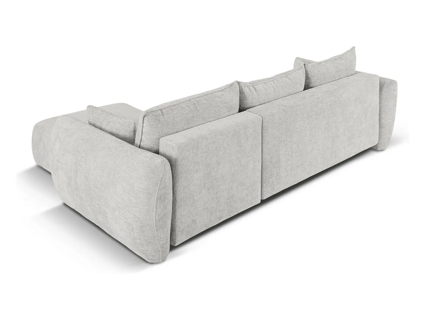 - Sofá convertível de canto direito com caixa de arrumação "Matera" 4 lugares em tecido chenille cinza claro - 253x173x86cm^Cosmopolitan Design Hot