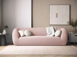 - Sofá "Essen" 3 lugares em tecido bouclé rosa pálido - 230x95x86cm^Cosmopolitan Design Discount