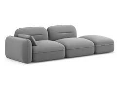 - Sofá modular direito "Sydney" 3 lugares em veludo cinza claro - 295x90x70cm^Cosmopolitan Design Outlet