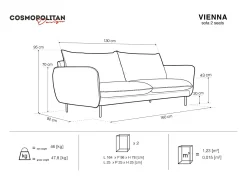 - Sofá "Vienna" 2 lugares em veludo cinza claro - 160x92x95cm^Cosmopolitan Design Hot