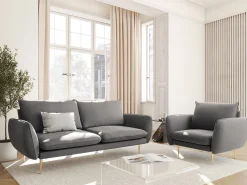 - Sofá "Vienna" 2 lugares em veludo cinza claro - 160x92x95cm^Cosmopolitan Design Hot