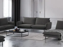 - Sofá "Vienna" 4 lugares em tecido estrutural cinza escuro - 230x92x95cm^Cosmopolitan Design Clearance