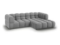 - Sofá modular de canto direito "Sky" 3 lugares em veludo cinza claro - 244x162x75cm*Cosmopolitan Design Online