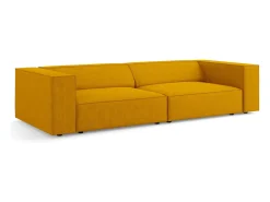 Cosmopolitan Design Sofá*- Sofá "Arendal" 4 lugares em tecido chenille com efeito canelado mostarda - 244x102x70cm Amarelo mostarda