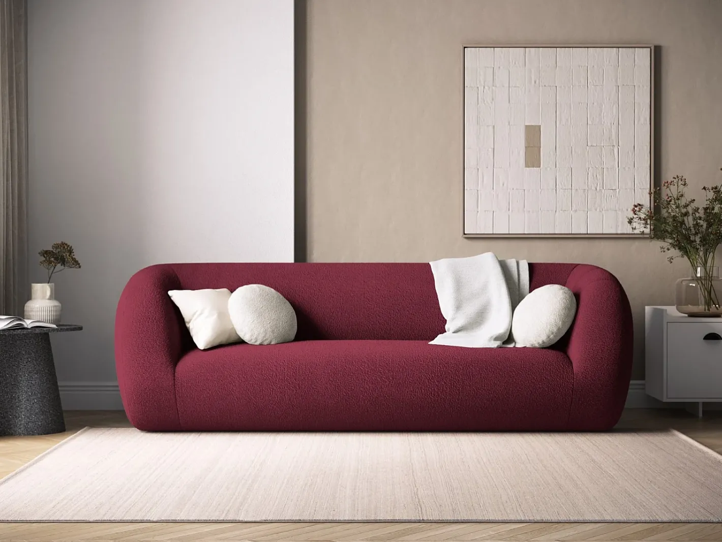 - Sofá "Essen" 3 lugares em tecido bouclé - 230x95x86cm*Cosmopolitan Design Hot