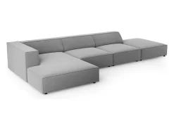 - Sofá de canto esquerdo "Arendal" 5 lugares em veludo cinza claro - 341x166x70cm^Cosmopolitan Design Online