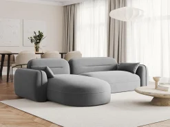 - Sofá modular de canto esquerdo "Sydney" 4 lugares em veludo cinza claro - 275x165x70cm^Cosmopolitan Design