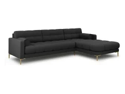 - Sofá de canto direito "Bali" 5 lugares em tecido estrutural cinza escuro - 293x185x75cm^Cosmopolitan Design Online