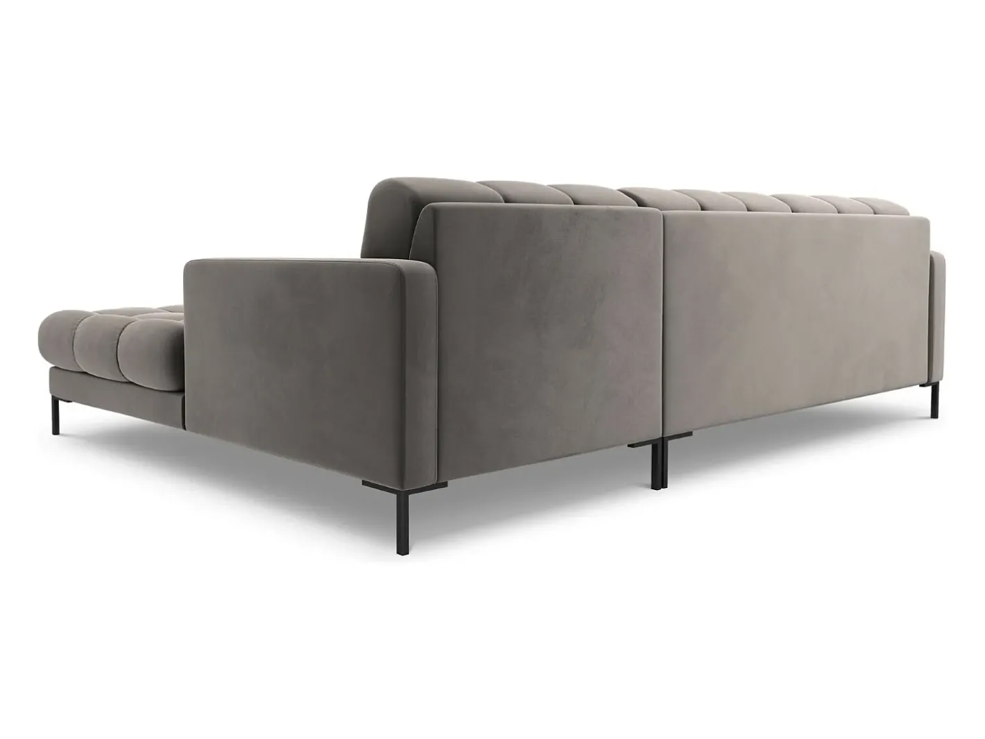 Sale - Sofá de canto direito "Bali" 5 lugares em veludo cinza claro - 293x185x75cm Sofá