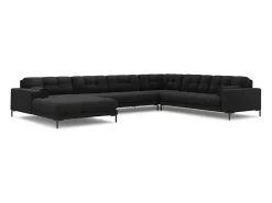 - Sofá de canto direito panorâmico "Bali" 7 lugares em tecido estrutural cinza escuro - 327x256x75cm^Cosmopolitan Design Discount