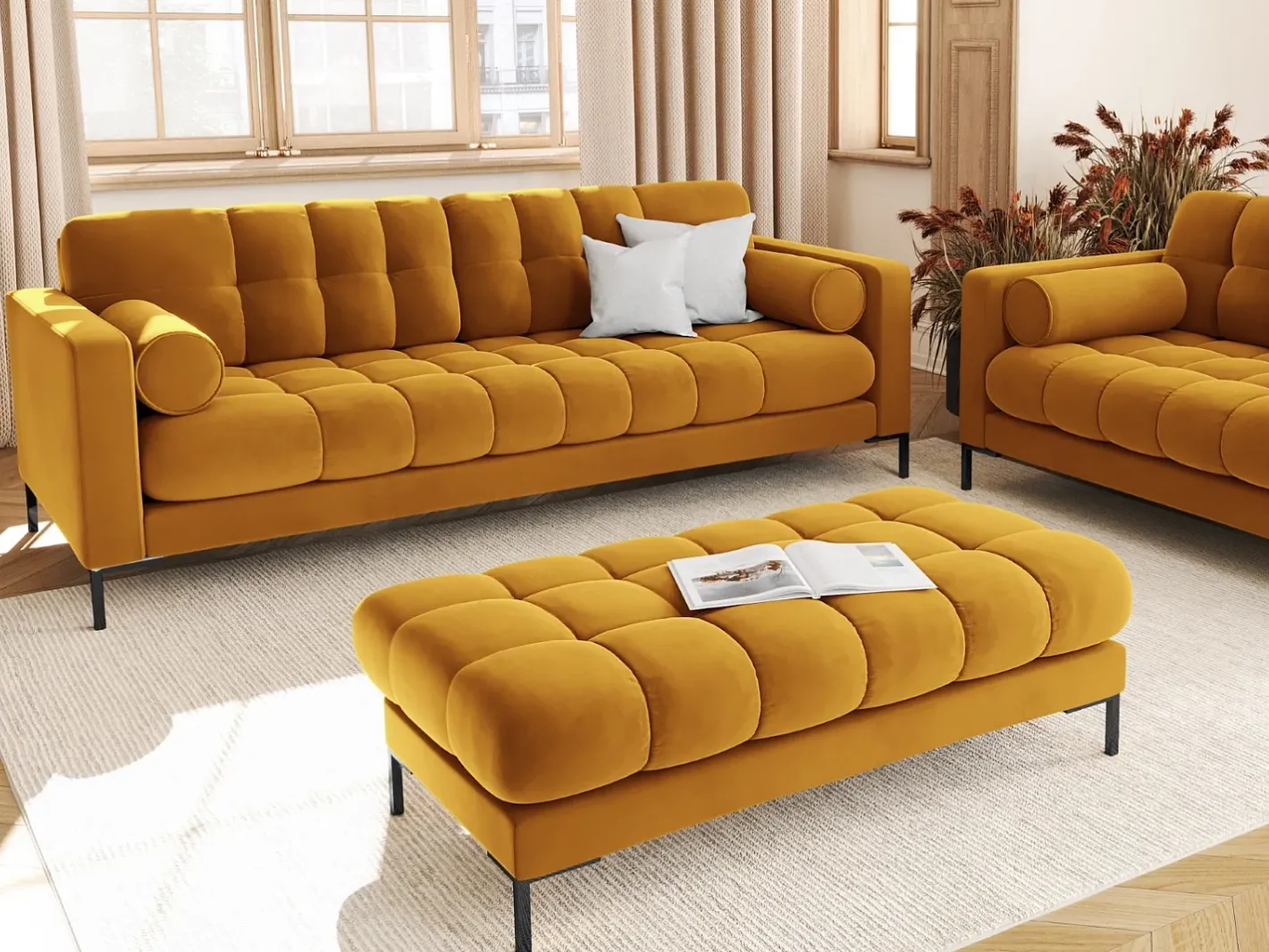 - Sofá "Bali" 4 lugares em veludo - 217x92x75cm^Cosmopolitan Design Sale