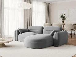 - Sofá modular de canto direito "Sydney" 3 lugares em veludo cinza claro - 230x165x70cm*Cosmopolitan Design Clearance