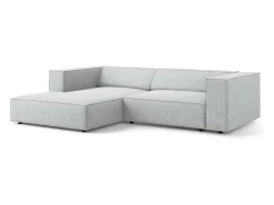- Sofá de canto esquerdo "Arendal" 3 lugares em tecido chenille com efeito canelado cinza claro - 224x166x70cm*Cosmopolitan Design