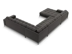 - Sofá de canto direito panorâmico "Bali" 7 lugares em veludo cinza escuro - 327x256x75cm^Cosmopolitan Design Outlet
