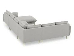 - Sofá de canto panorâmico à esquerda "Vienna" 7 lugares em tecido estrutural cinza claro - 330x235x95cm*Cosmopolitan Design Best