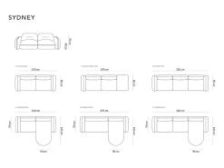 - Sofá modular "Sydney" 3 lugares em veludo areia - 230x90x70cm*Cosmopolitan Design Online