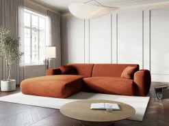 - Sofá de canto esquerdo "Nolio" 4 lugares em tecido chenille - 235x170x72cm Sofá