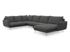 - Sofá de canto panorâmico à esquerda "Vienna" 7 lugares em tecido estrutural cinza escuro - 330x235x95cm*Cosmopolitan Design Online