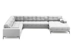 - Sofá de canto panorâmico à esquerda "Bali" 7 lugares em tecido estrutural cinza claro - 327x256x75cm*Cosmopolitan Design Hot