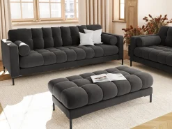 - Sofá "Bali" 3 lugares em veludo cinza escuro - 177x92x75cm^Cosmopolitan Design Hot