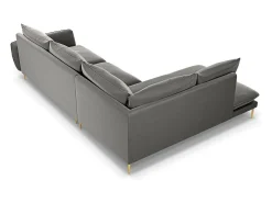- Sofá de canto esquerdo "Vienna" 6 lugares em veludo cinza claro - 275x185x95cm*Cosmopolitan Design Clearance